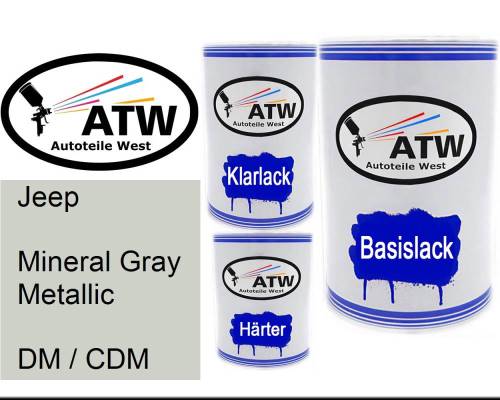 Jeep, Mineral Gray Metallic, DM / CDM: 500ml Lackdose + 500ml Klarlack + 250ml Härter - Set, von ATW Autoteile West.